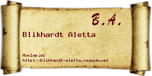 Blikhardt Aletta névjegykártya